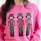 Womens Nutcracker March Sequin Sweatshirt Pink/Green