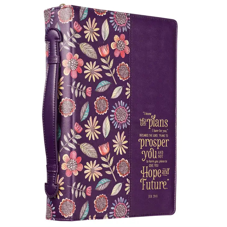 Bible Cover Fashion Purple/Floral Printed I Know The Plans Jer. 29:11