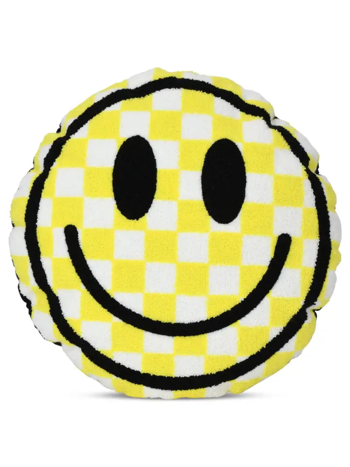 Yellow Checkerboard Smile Chenille Plush