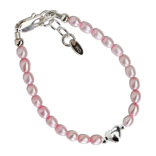 Destiny - Sterling Silver Pink Freshwater Pearl Baby Heart Bracelet
