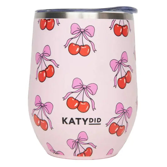 Katydid Cherry Bow Wine Tumbler Cup