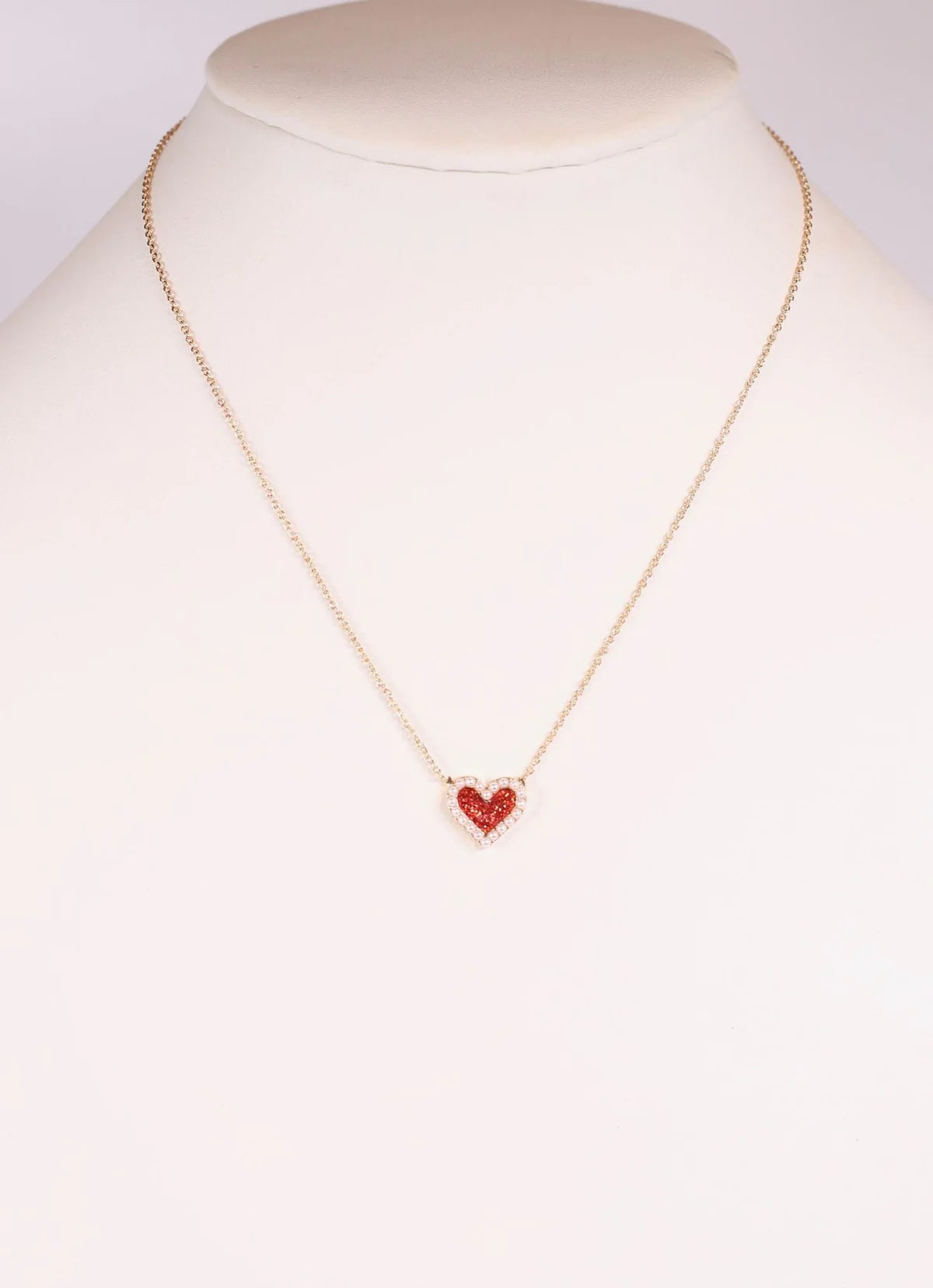 Red Ellie Glitter Heart Necklace