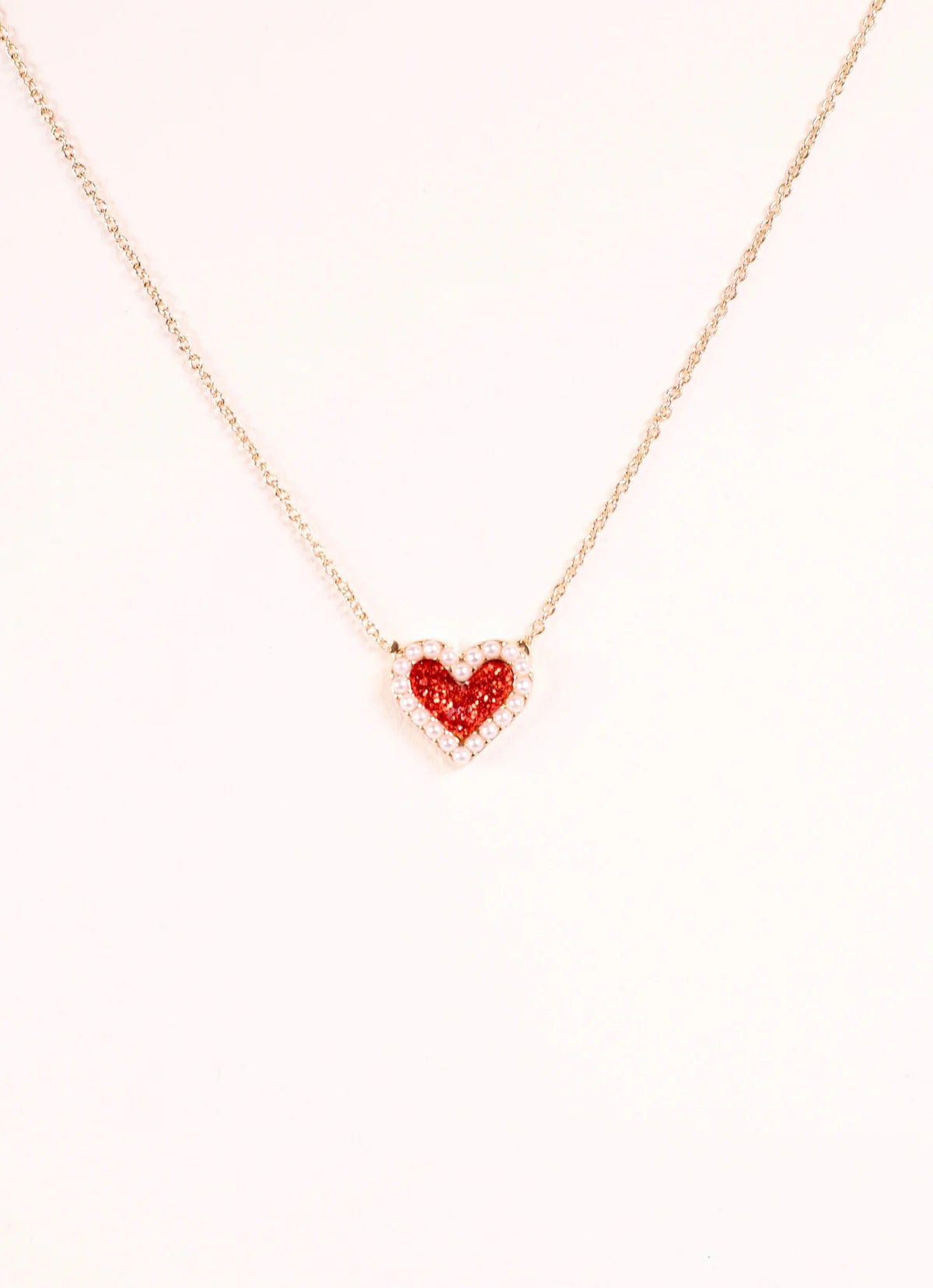 Red Ellie Glitter Heart Necklace