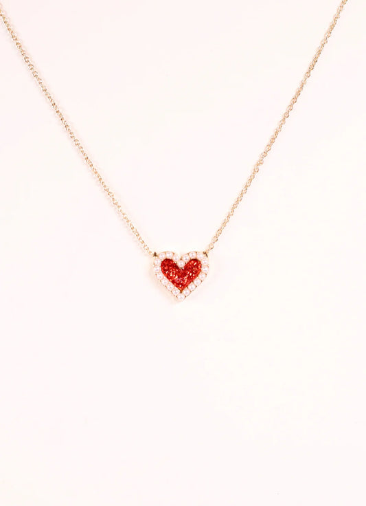 Red Ellie Glitter Heart Necklace