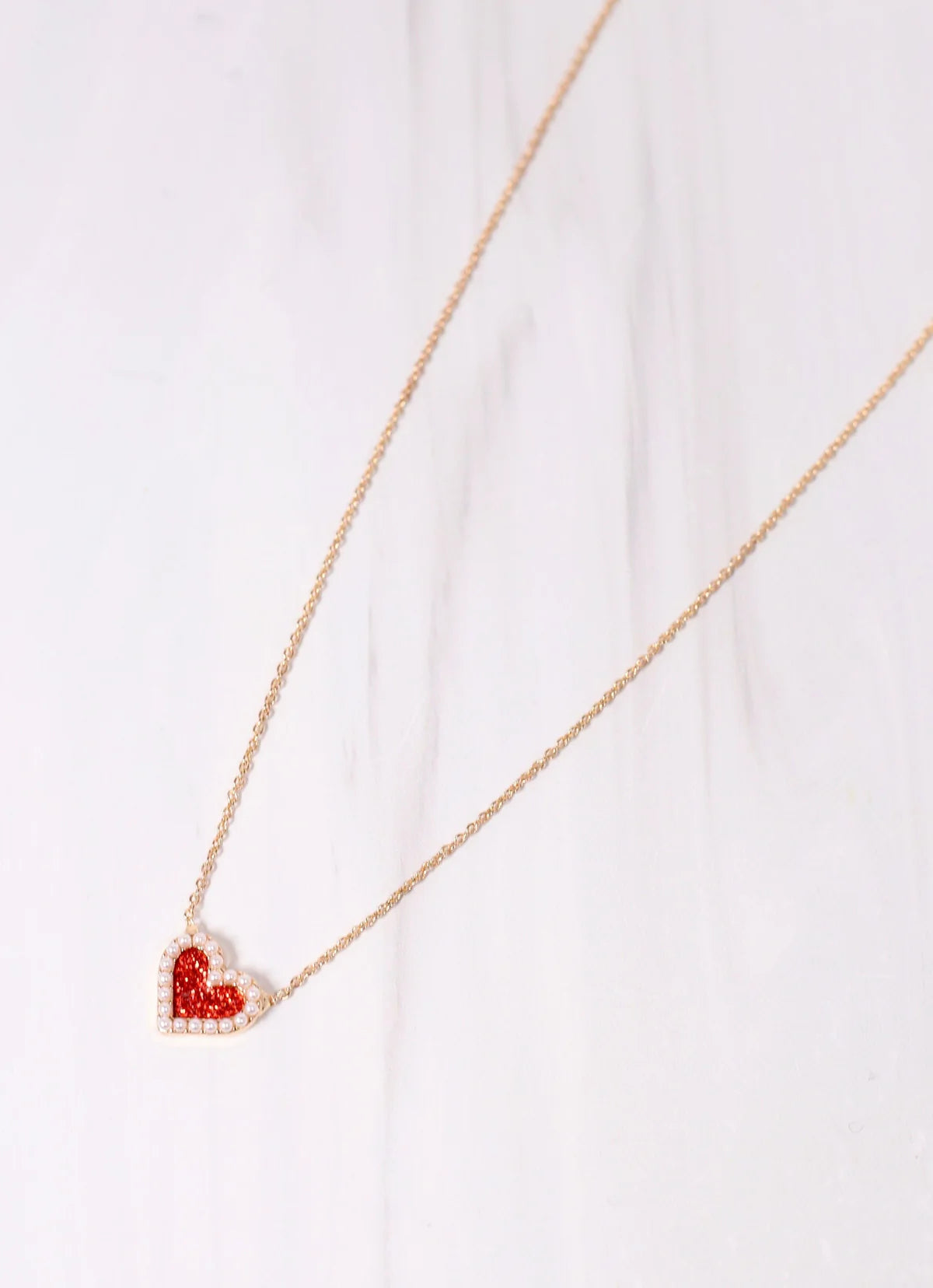 Red Ellie Glitter Heart Necklace