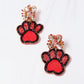 End Zone Paw Print Earrings Red Black