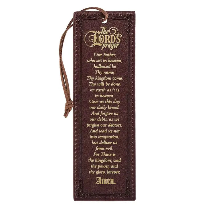 Bookmark Faux Leather Brown The Lord's Prayer Matt. 6:9-13