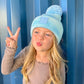 C.C Kids Tie Dye Pom Beanie Baby Blue/White