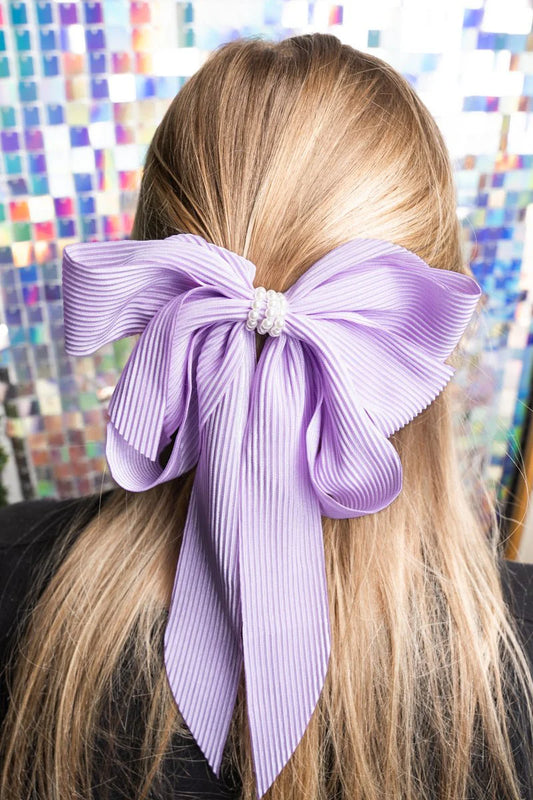 Just So Sweet Lavender Pearl Hair Bow Barrette