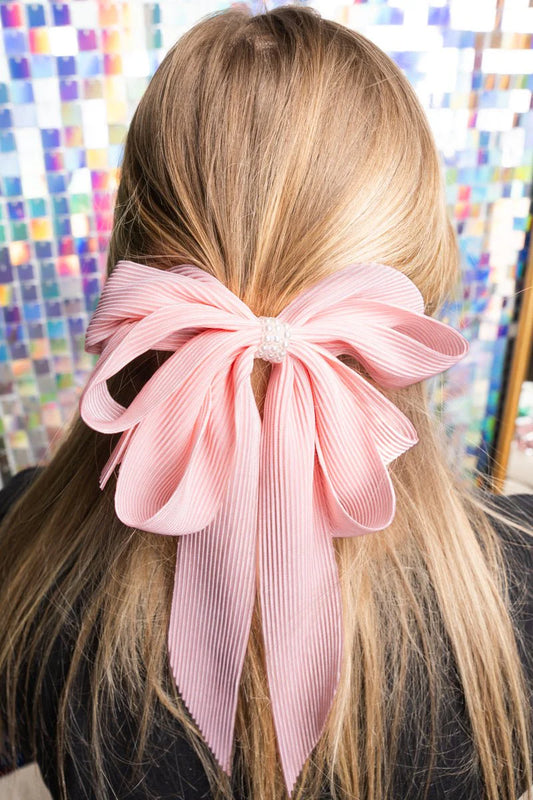 Just So Sweet Pink Pearl Hair Bow Barrette