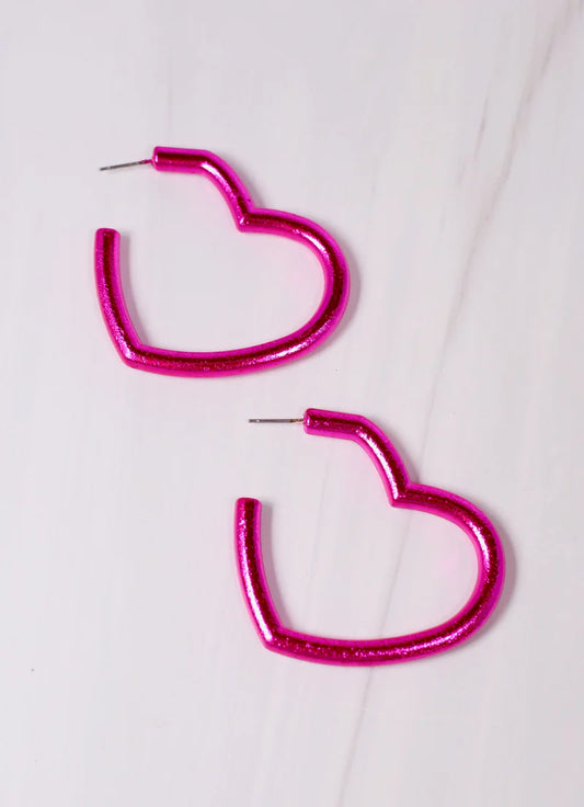 Fuchsia Harland Heart Hoop Earrings