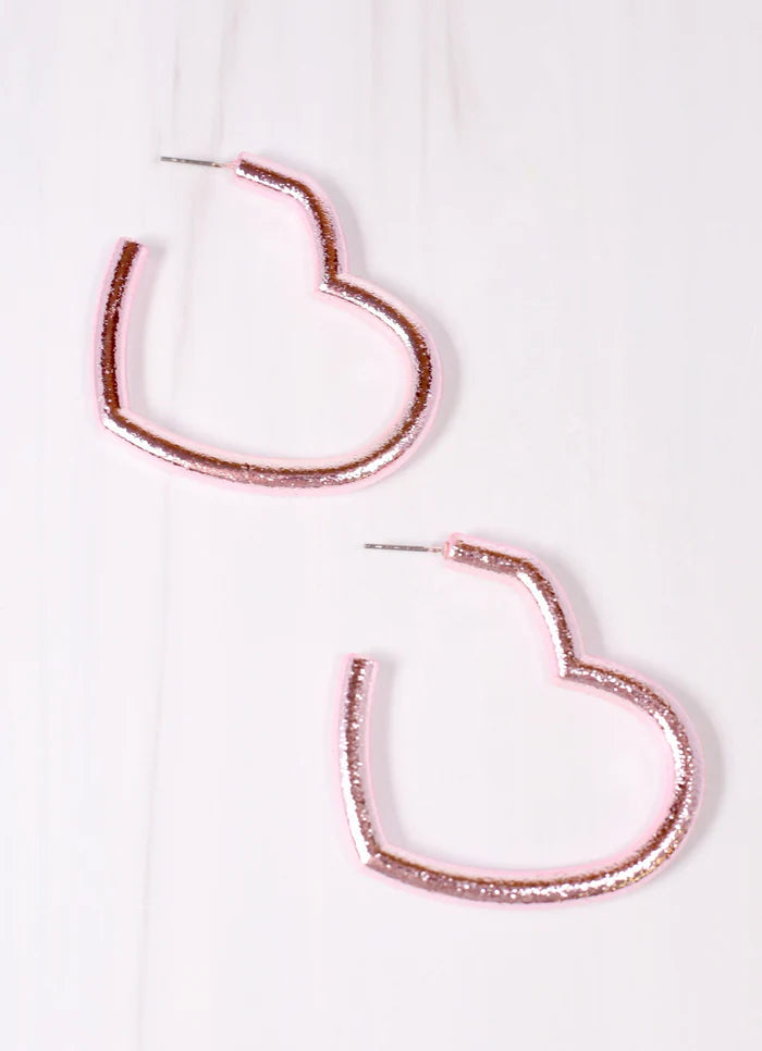 Light Pink Harland Heart Hoop Earrings