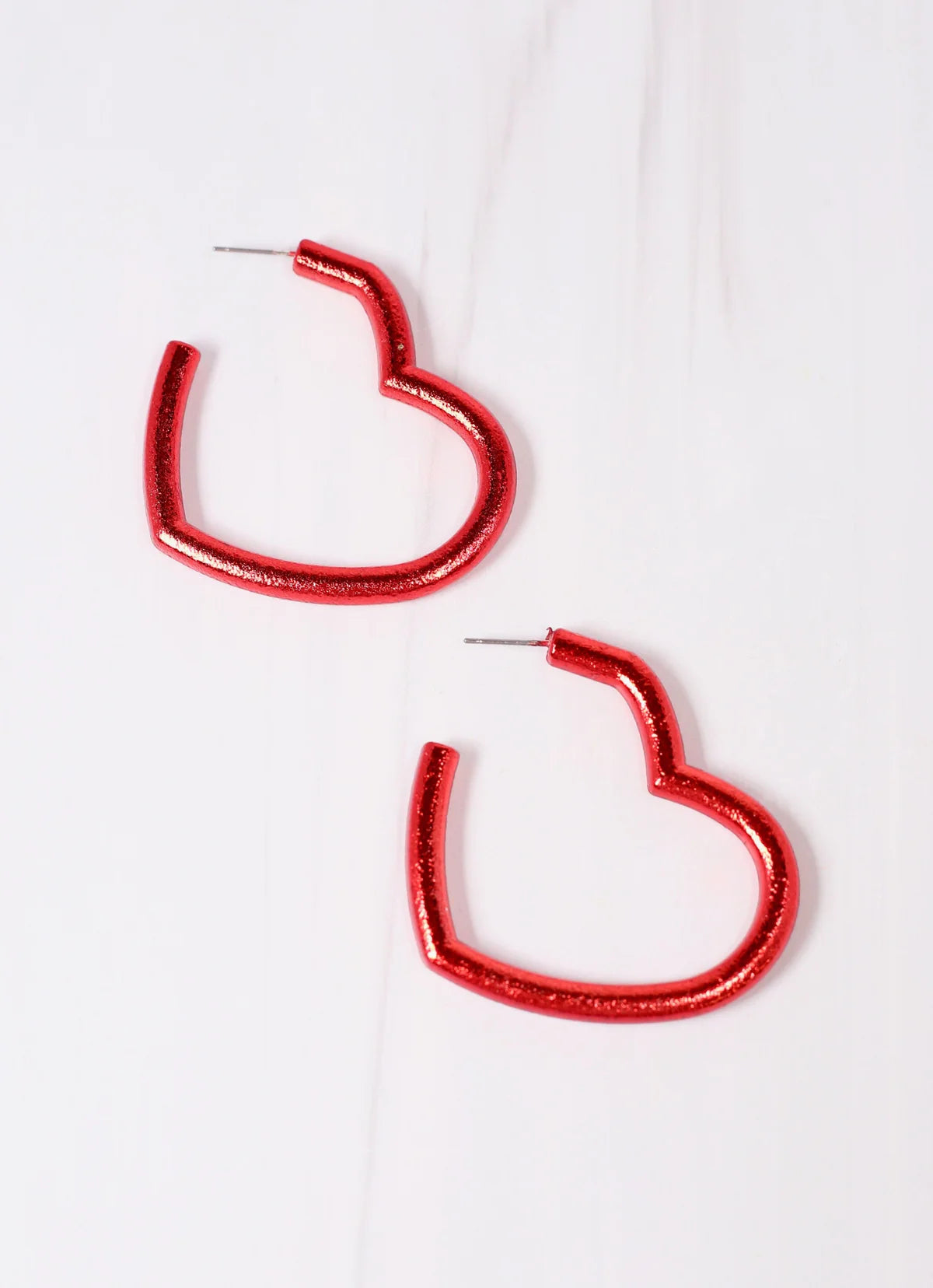 Red Harland Heart Hoop Earrings