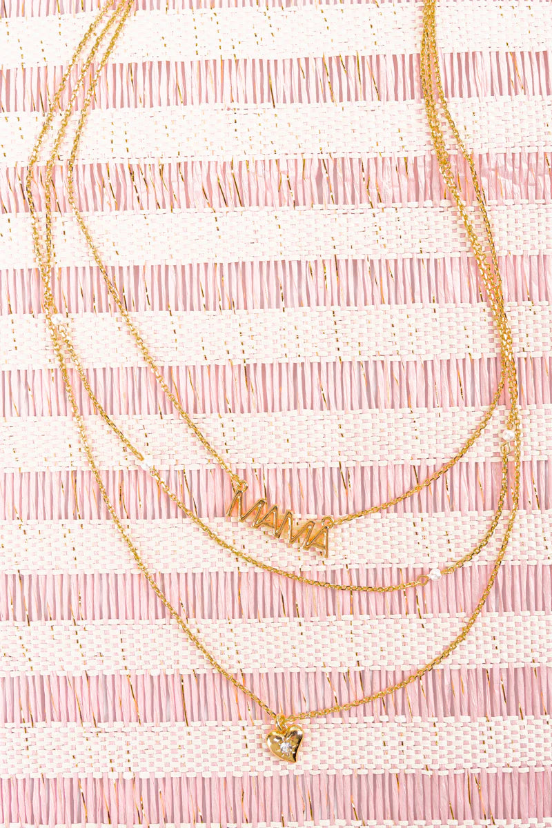 Mama Heart Layered Goldtone Necklace