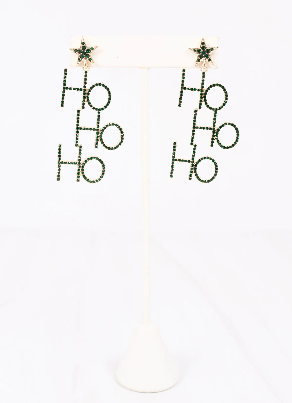 Ho Ho Ho CZ Green Earrings