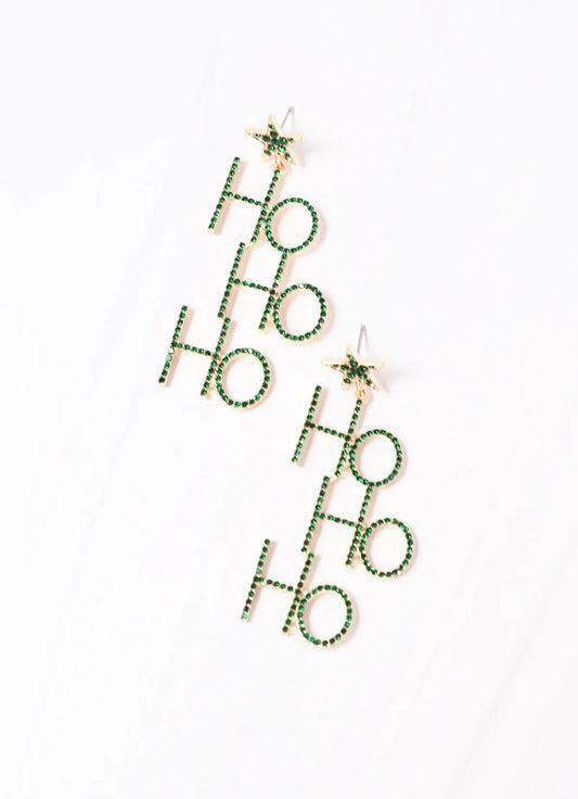 Ho Ho Ho CZ Green Earrings