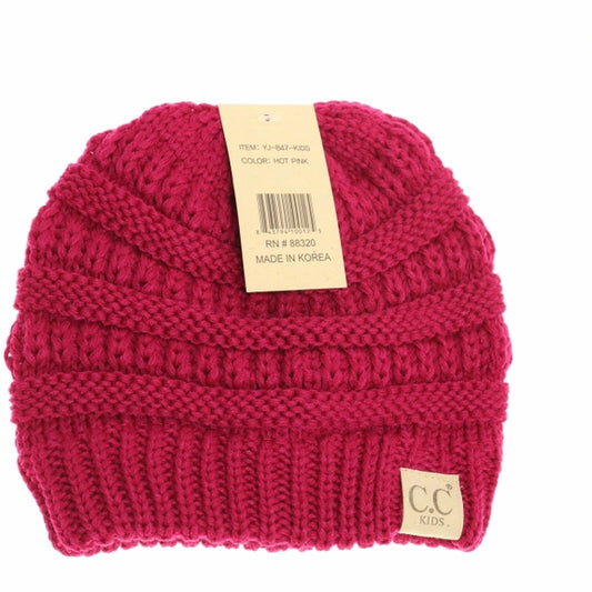 Kids Solid C.C Beanie Hot Pink
