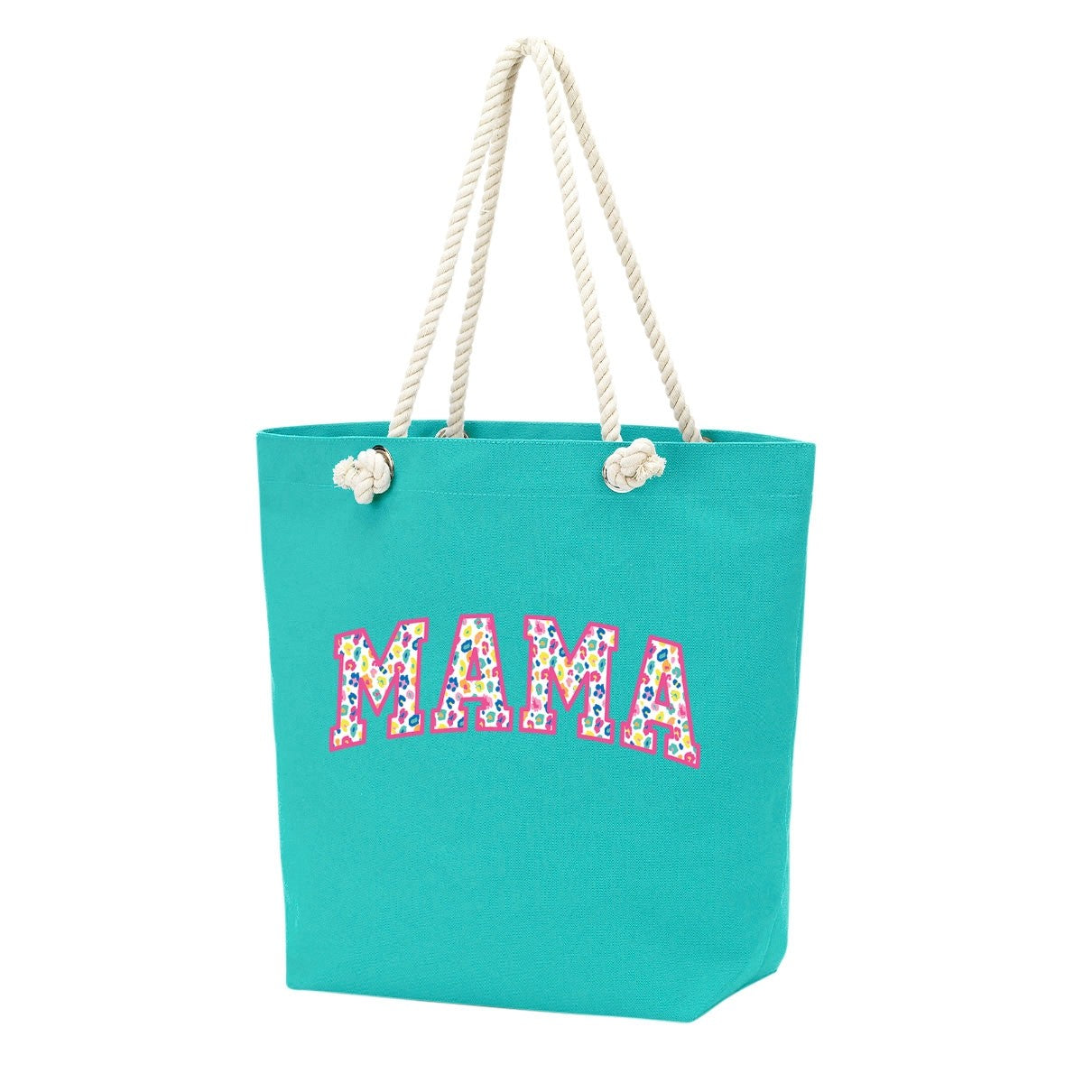 Viv & Lou Printed Fun Leopard Mama Mint Castaway Tote