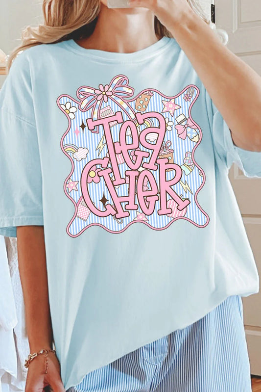 Womens Doodle Frame Teacher Comfort Colors Chambray Tee