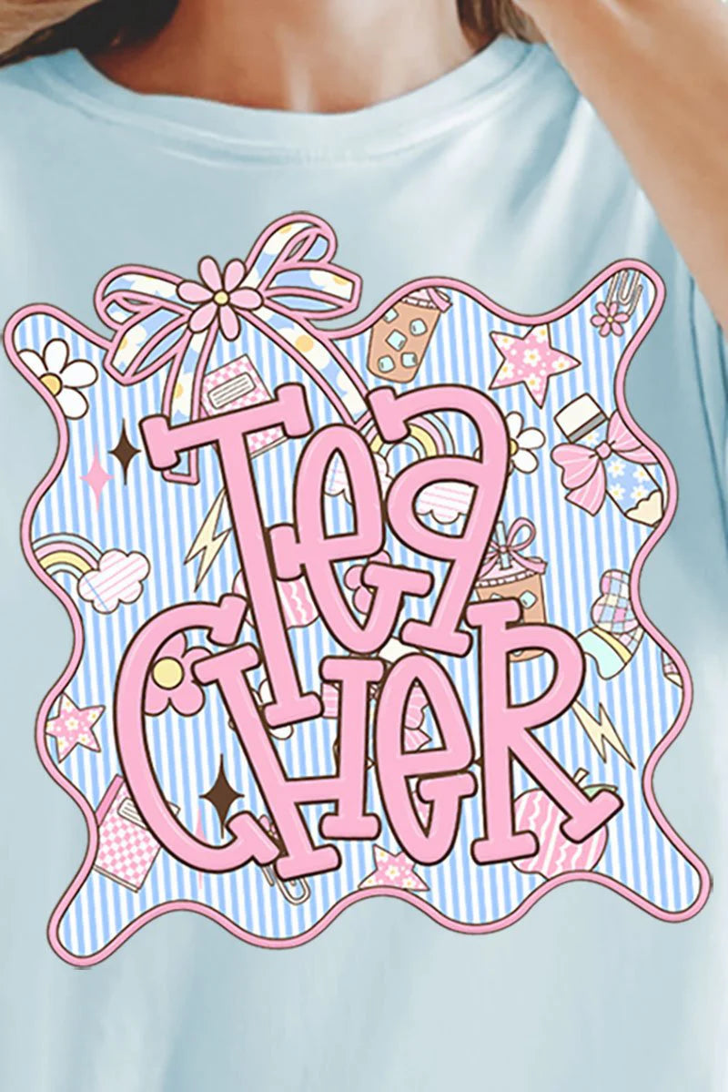 Womens Doodle Frame Teacher Comfort Colors Chambray Tee