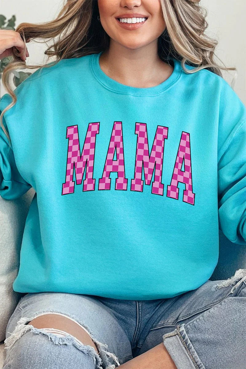 Pink Checkered Mama Unisex NuBlend Crew Sweatshirt