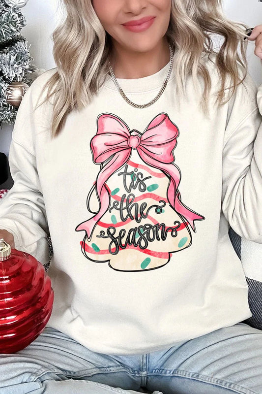 Womens Tis The Season Christmas Cake NuBlend Crew Sweatshirt