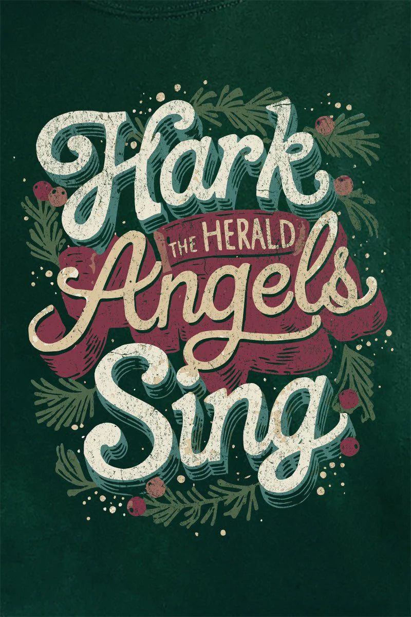 Womens Distressed Hark The Herald Angels Sing NuBlend Crew Sweatshirt