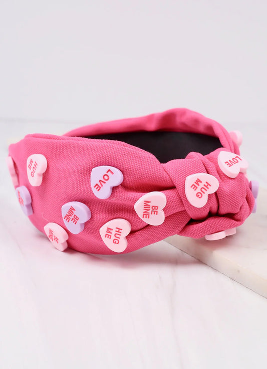 Pink Multi Hug Me Hearts Headband