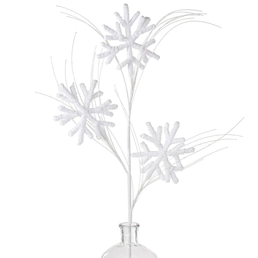 31" White Flocked Snowflake Spray