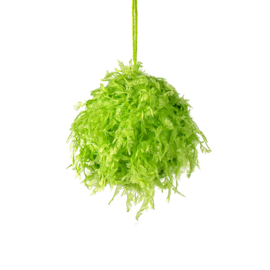 3.25" Furry Fabric Ball Ornament: Lime Green