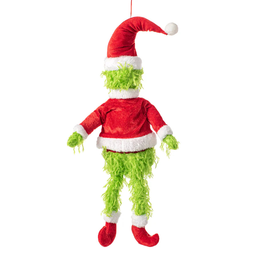 21" Furry Grinch Santa Elf Accent