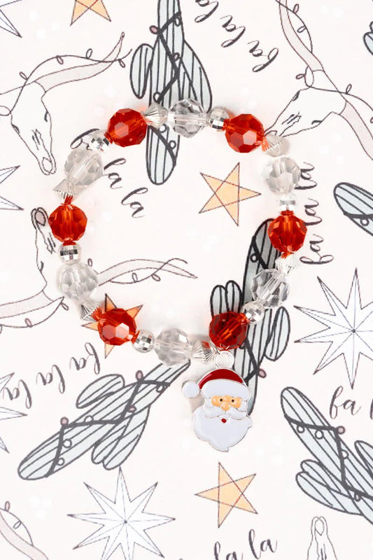 Red And White Kris Kringle Charm Christmas Bracelet