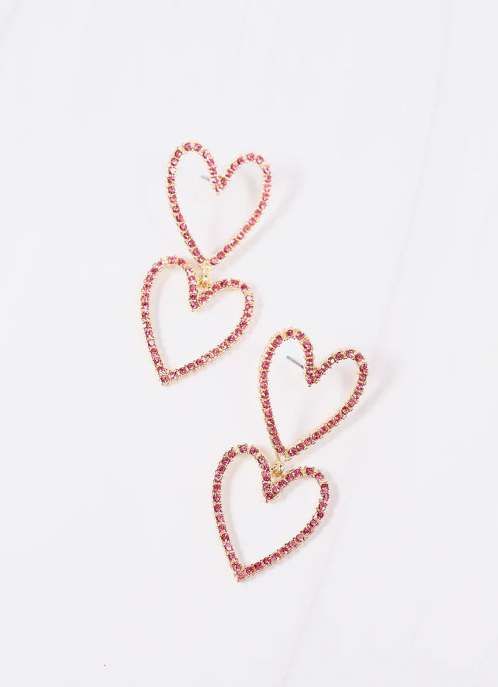 Pink Just A Crush Heart Earrings