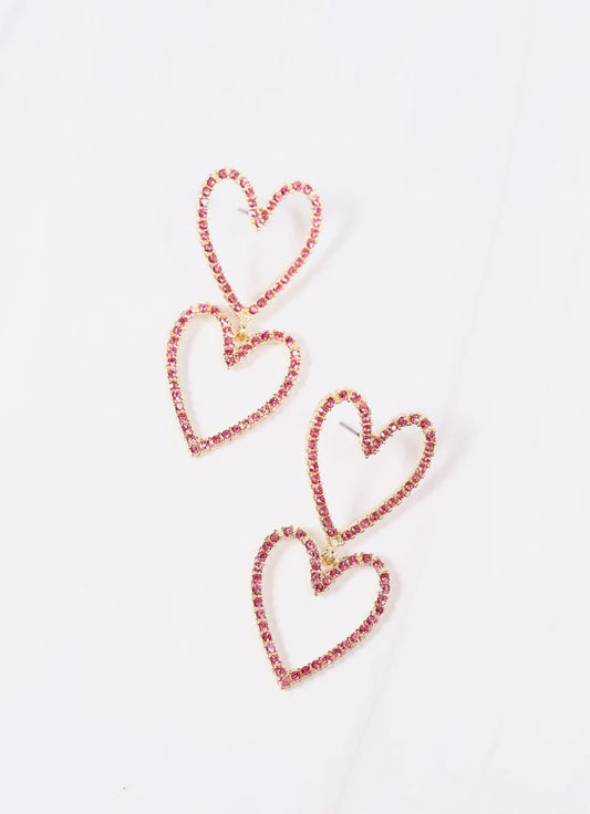 Pink Just A Crush Heart Earrings