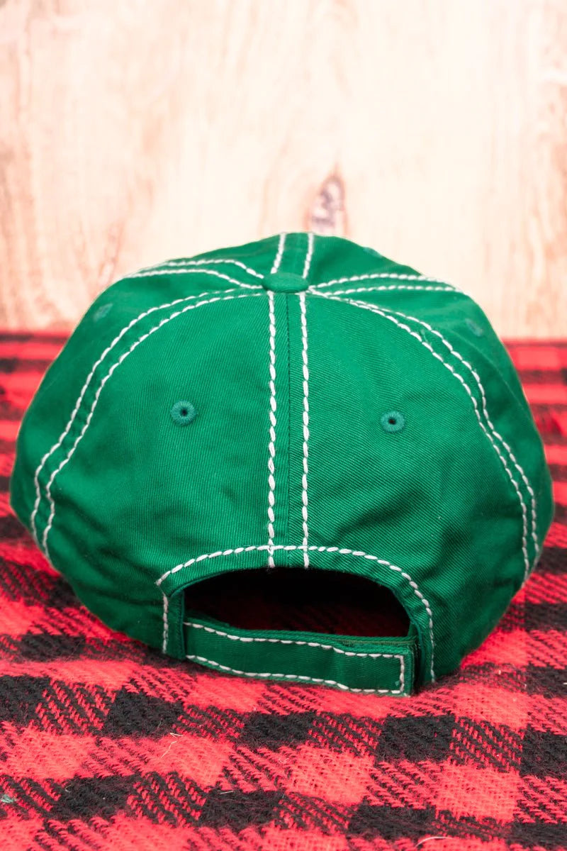 Distressed Kelly Green 'Mama Claus' Cap