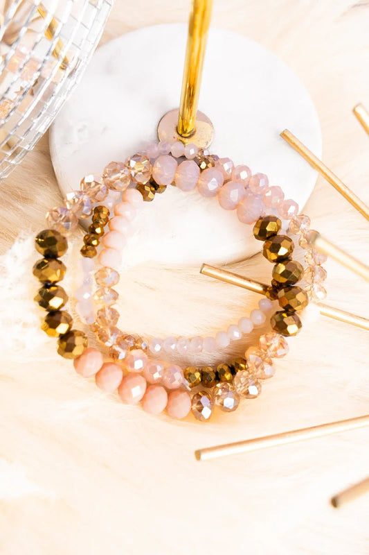 Iridescent Pink and Gold Liv Beaded Bracelet Set
