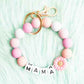 Pink Daisy Mama Multi Beaded Bracelet Keychain