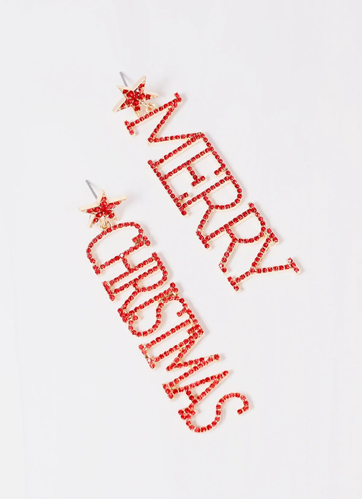 Merry Christmas CZ Red Earrings