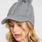 Womens Winter Hike Gray Chevron Brimmed Pom Beanie