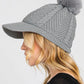 Womens Winter Hike Gray Chevron Brimmed Pom Beanie