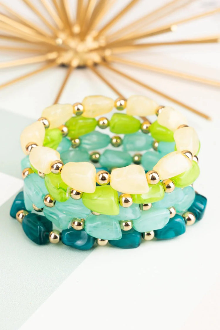 Eye Candy Green Shades Beaded Bracelet Set