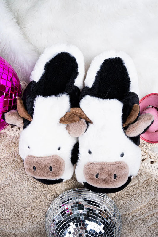 Hoofin' It Cow Plush Slippers