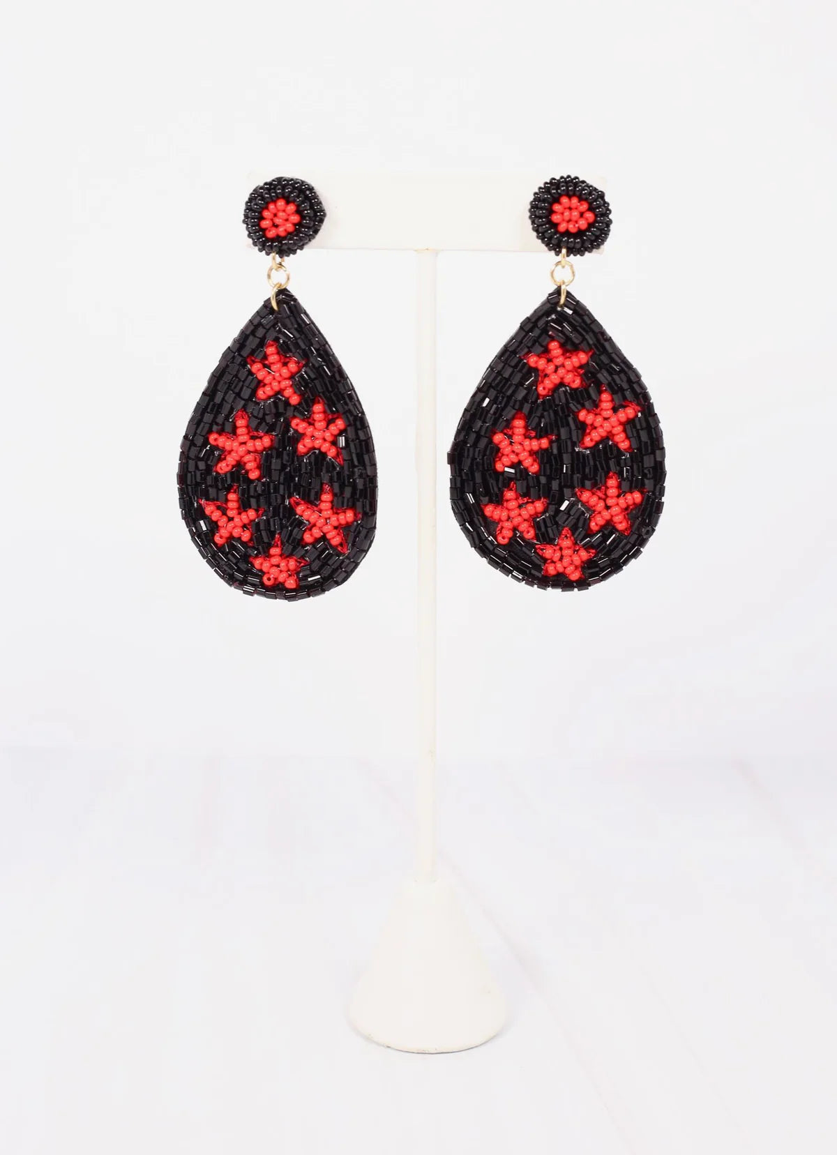 Caroline Hill Black Red Clinton Star Earrings