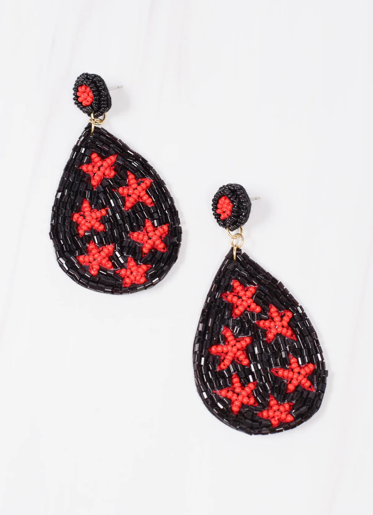 Caroline Hill Black Red Clinton Star Earrings