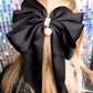 Style and Grace Black Pearl Hair Bow Barrette