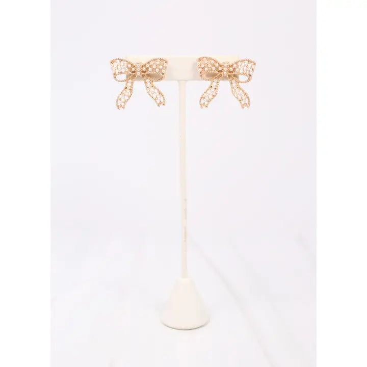 Caroline Hill Radcliffe Pearl Bow Earring Gold