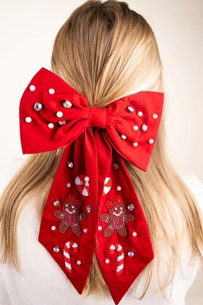 Viola Sweet As Gingerbread Red Hair Bow Barrette