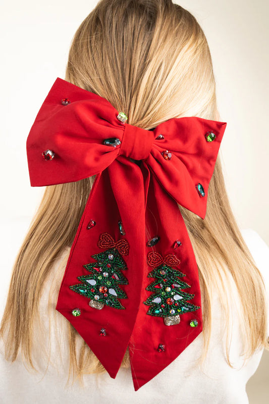 Viola Holiday Ready Red Christmas Hair Bow Barrette