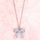 Crystal Avenue Pearl Bow Silvertone Necklace