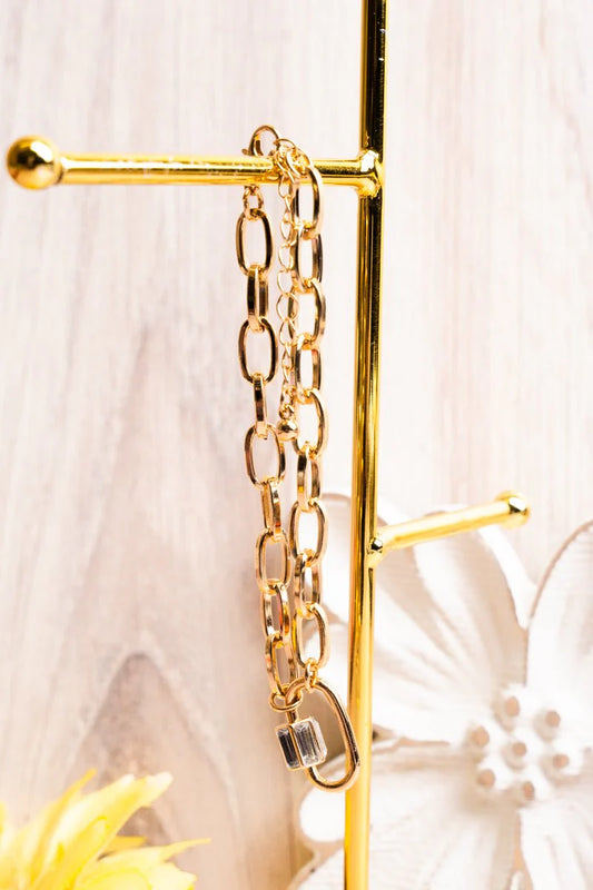 Crystal Avenue Goldtone Come Together Crystal Carabiner Bracelet